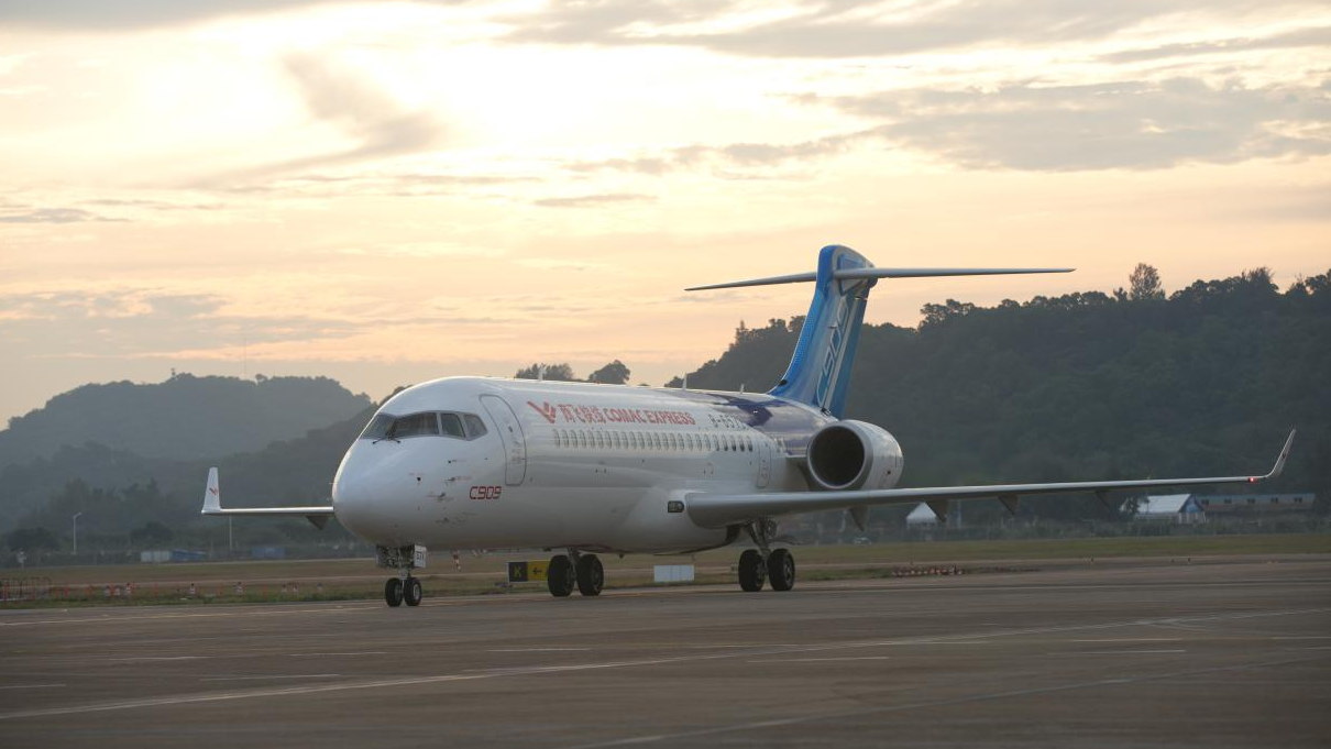 China's homegrown regional jetliner, the ARJ21 rebranded as C909. /China Media Group