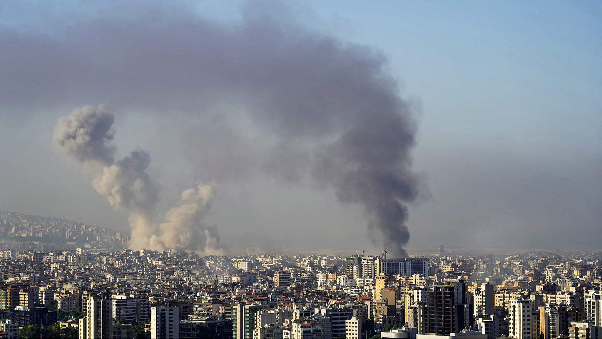 Smoke rises from the site of an Israeli airstrike that targeted southern suburbs of Beirut, Lebanon, October 5, 2024. /CFP