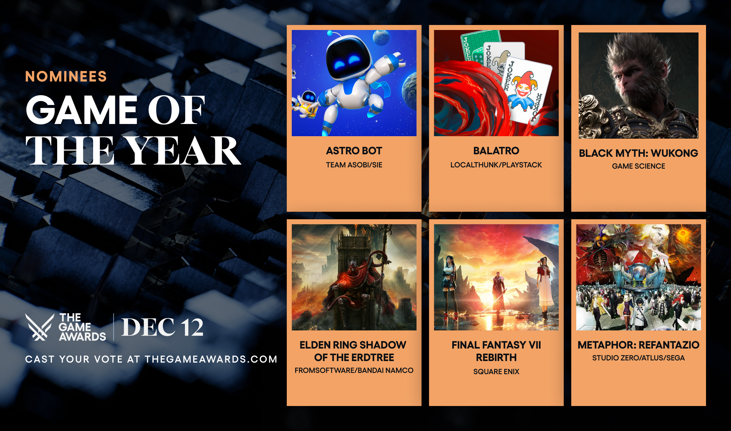 Game of the Year 2024 nomination, November 19. /TGA