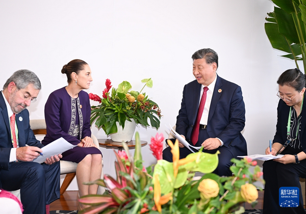 Chinese President Xi Jinping holds talks with Mexican President Claudia Sheinbaum Pardo on the sidelines of the G20 summit in Rio de Janeiro, Brazil, November 18, 2024. /Xinhua