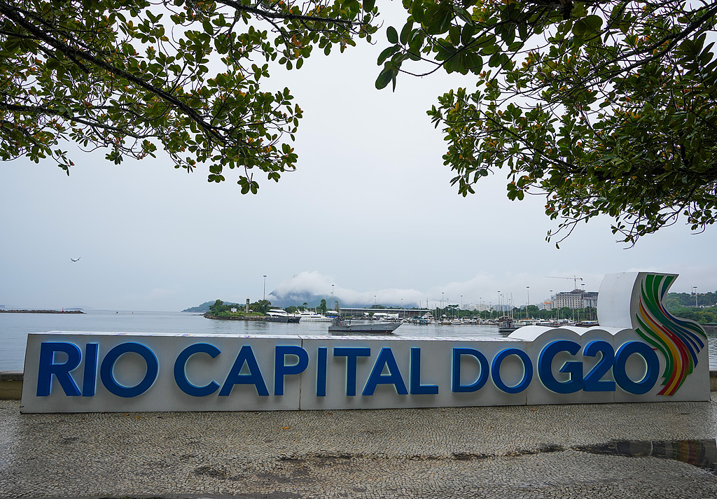 Boards are prepared ahead of the G20 Leaders Summit in Rio de Janeiro, Brazil, on November 16, 2024. /CFP