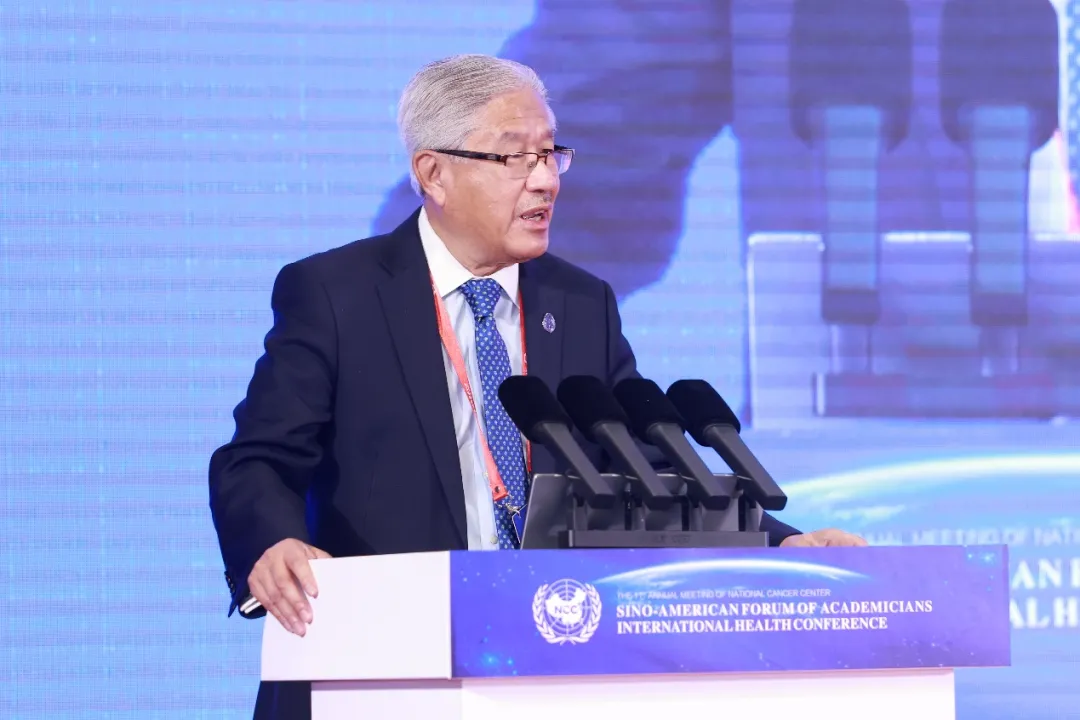 Victor Joseph Dzau, co-chair of the conference and president of the United States National Academy of Medicine. /National Cancer Center of China