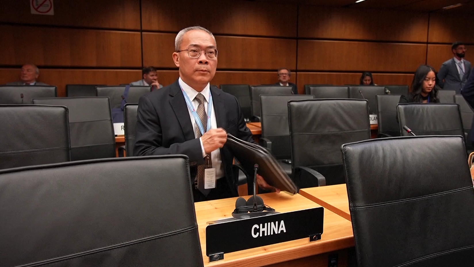 Li Song, China's permanent representative to the International Atomic Energy Agency (IAEA), attends a meeting of the IAEA Board of Governors in Vienna, Austria, June 5, 2023. /CFP