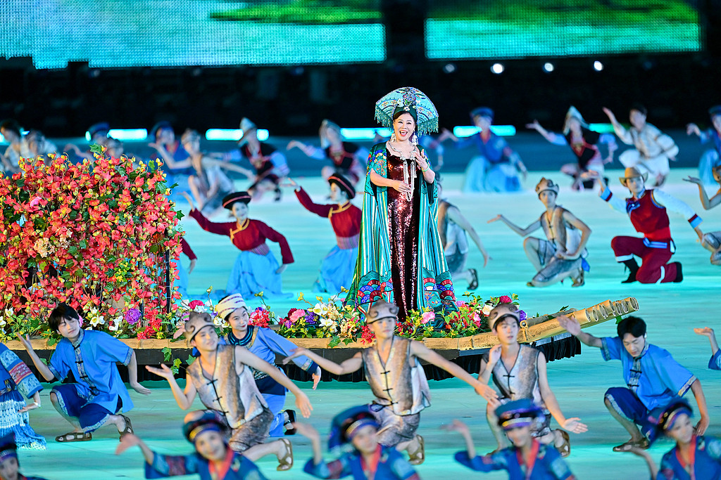 The opening ceremony of the 12th National Traditional Games of Ethnic Minorities is held in Sanya, south China's Hainan Province, on November 22, 2024. /CFP