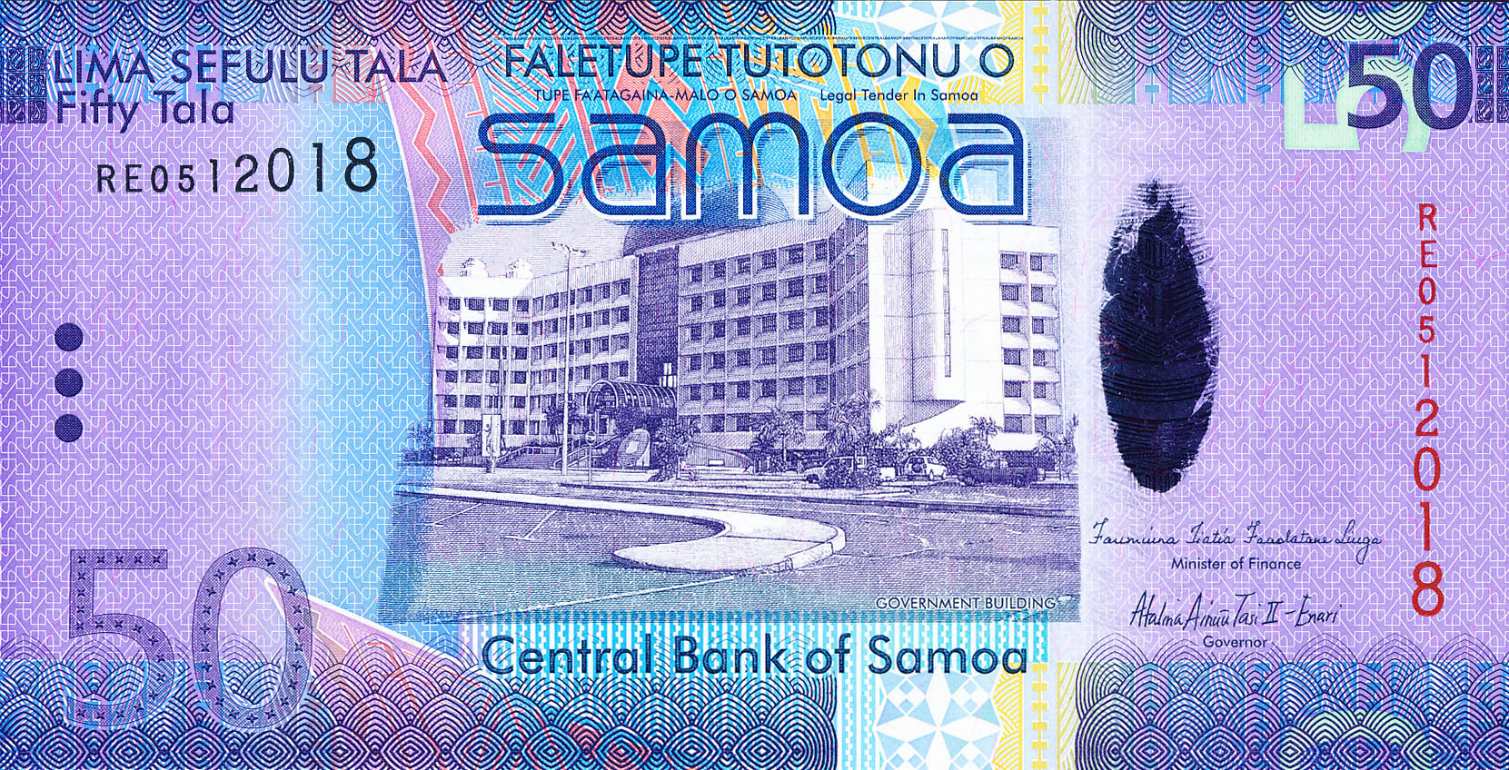 The front side of the Samoan $50 Tala bank note features the government building in Apia, which was built with China's aid. / File