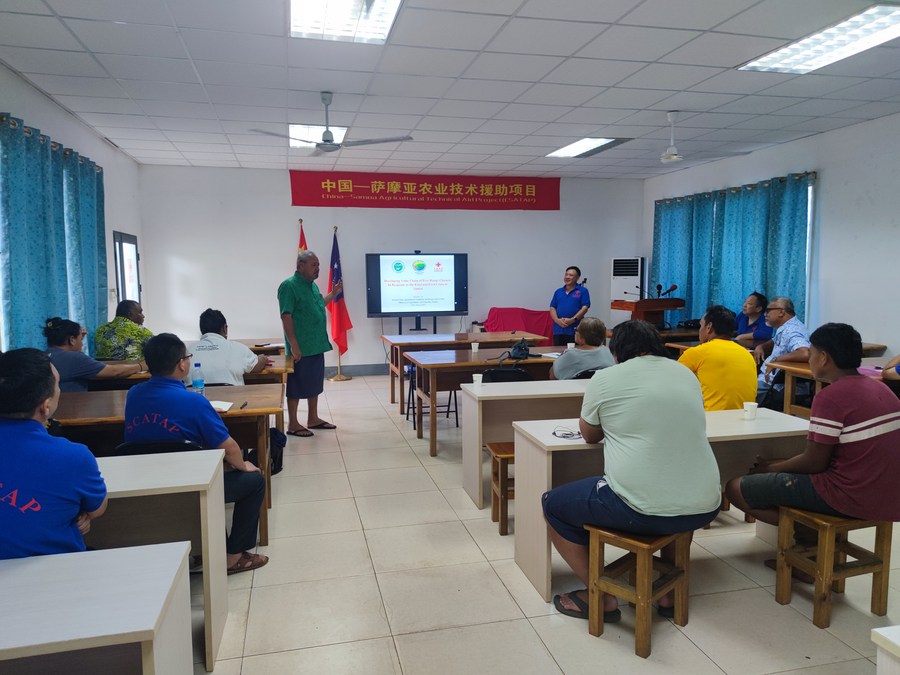 A Chinese agricultural technology training course in Apia, Samoa, March 1, 2023. /Xinhua