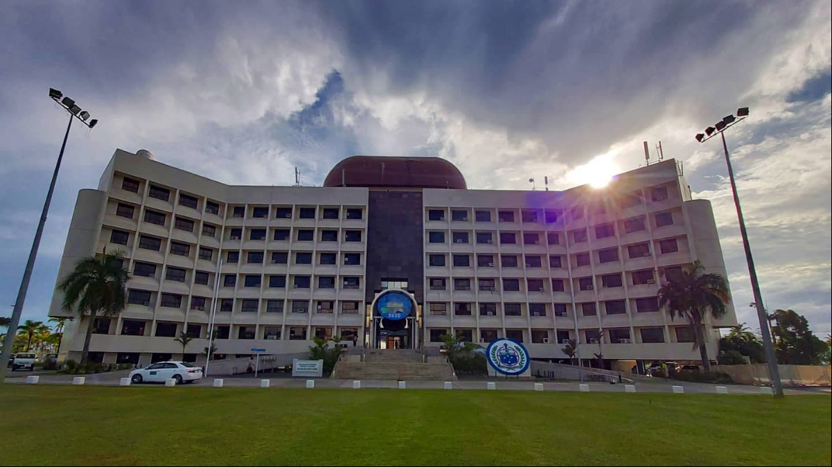 The government building in Apia, Samoa was completed with China's aid. /Tour Samoa