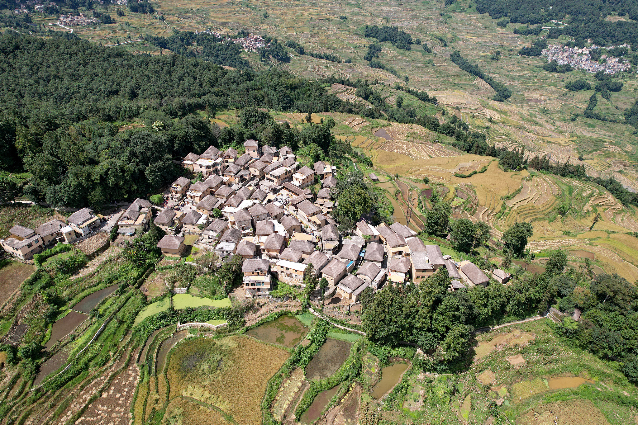 An aerial view of Azheke Village. /CFP