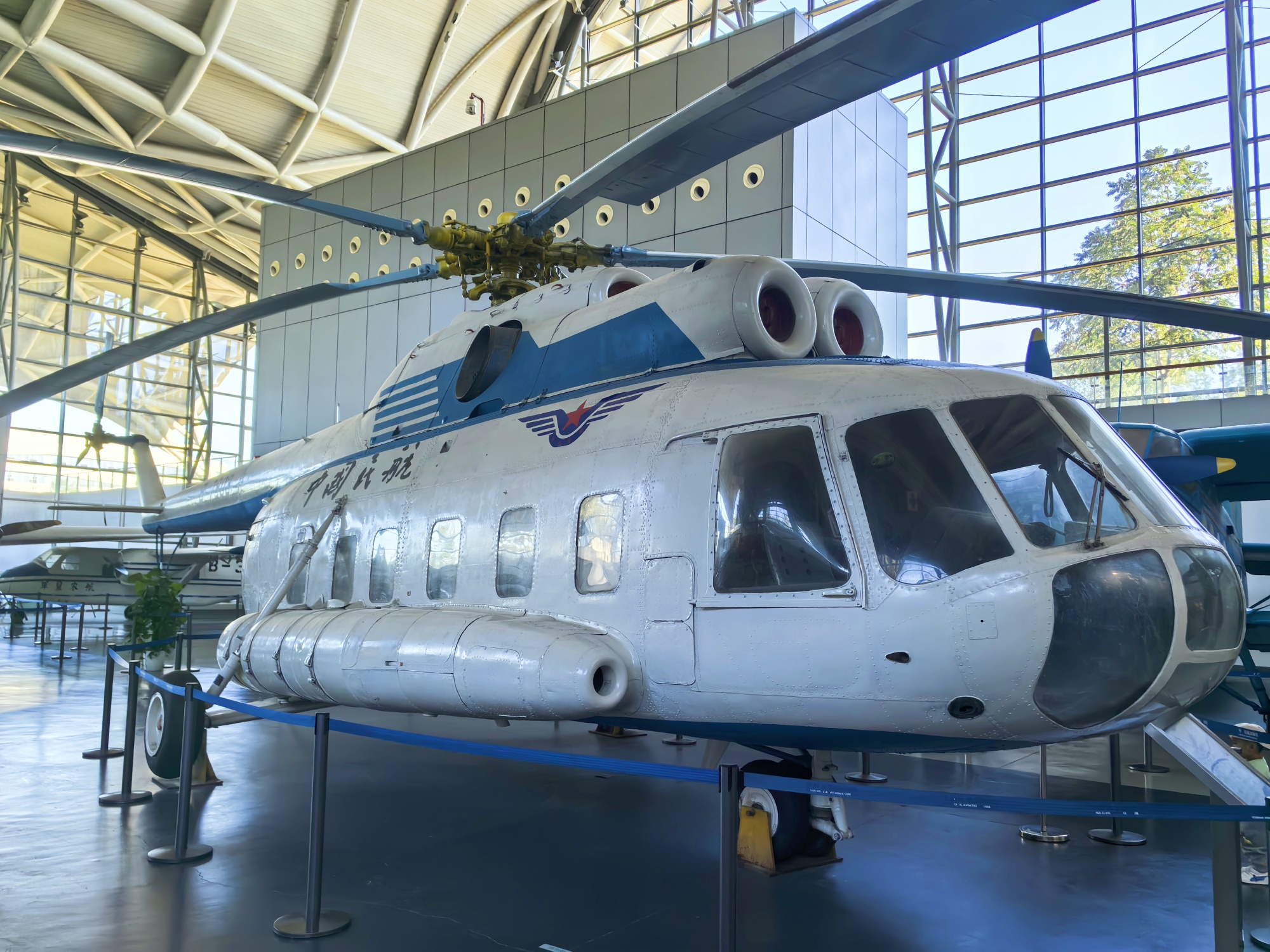 A helicopter is displayed at the Civil Aviation Museum in Beijing. /CGTN