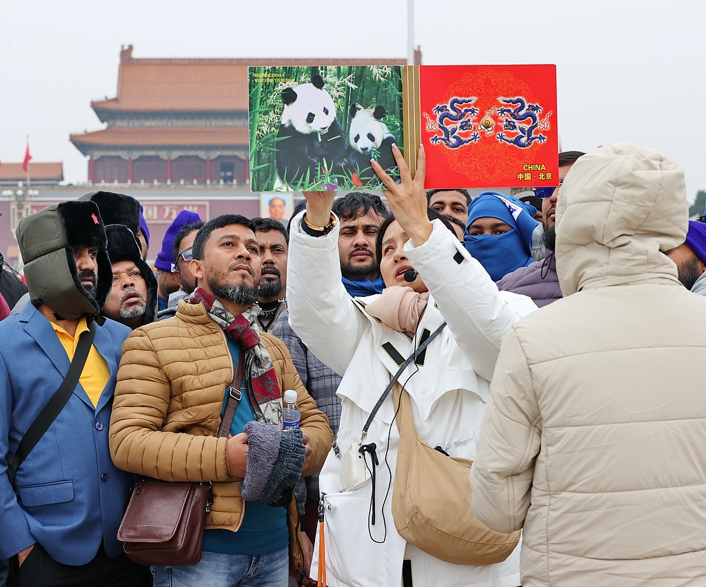 Tian'anmen Square has become a popular tourist spot with the further expansion of China's visa-free entry, Beijing, November 24, 2024. /CFP