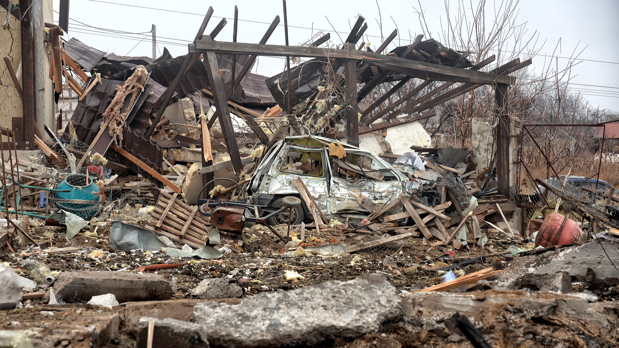 A view of debris due to the ongoing Russia-Ukraine conflict in Odesa, Ukraine, November 28, 2024. /CFP