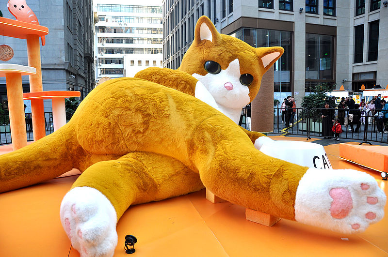 A giant cat installation is seen in Shanghai, December 1, 2024. /CFP