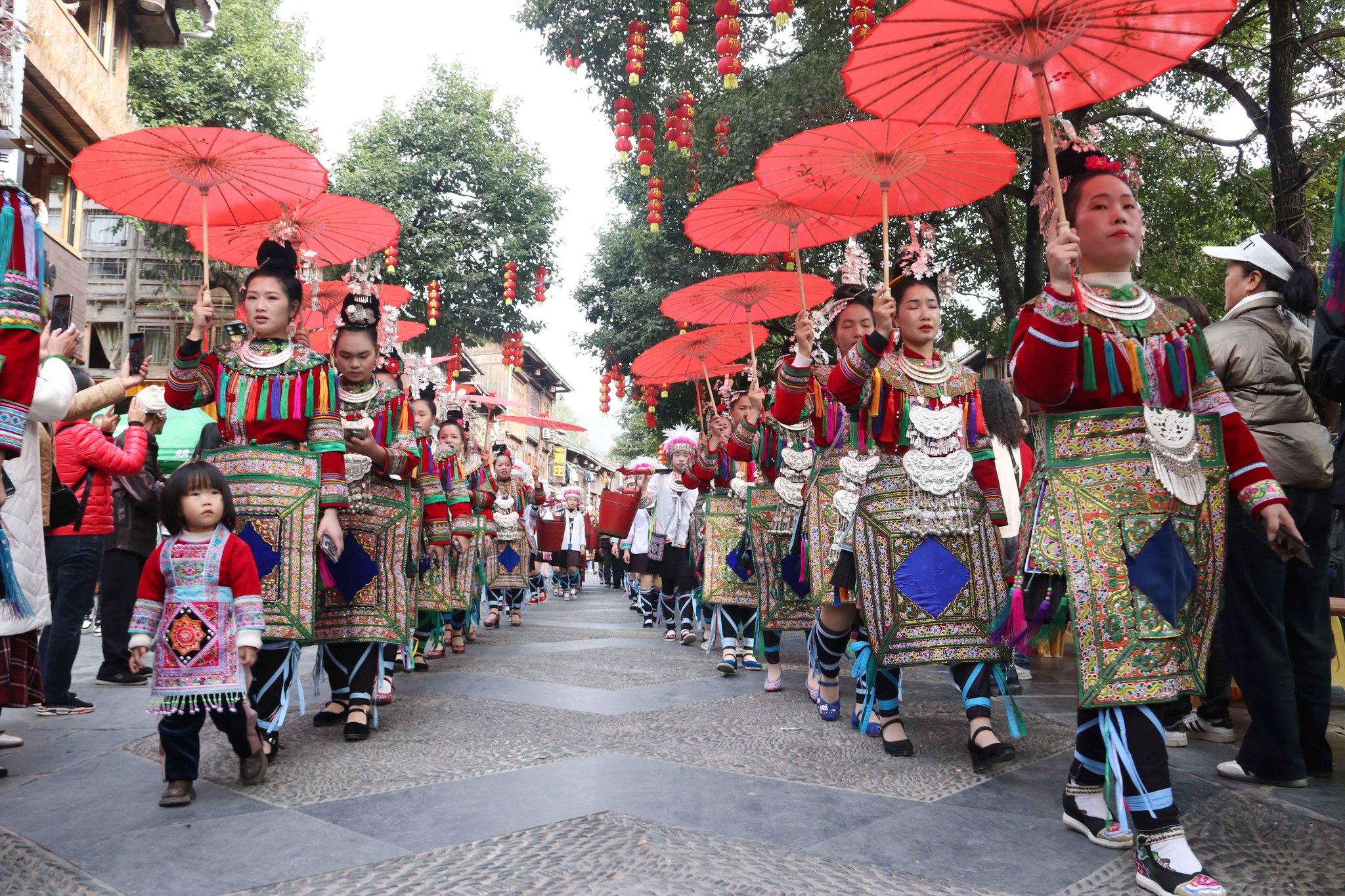The grand parade celebrating the 2024 Dong New Year is seen in Liping County, Guizhou Province, on November 30, 2024. /CFP