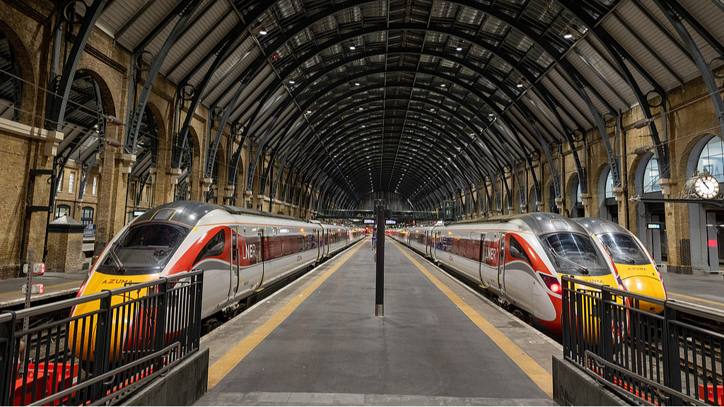 LNER trains pull into King's Cross railway station in London, United Kingdom, July 28, 2023. /CFP