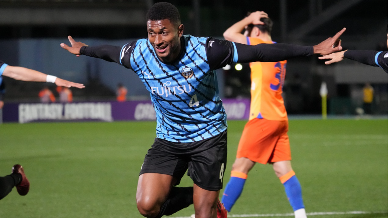 Jesiel of Kawasaki Frontale celebrates after scoring his team's third goal against Shandong Taishan in their AFC Champions League Elite match at Todoroki Stadium in Kanagawa, Japan, December 4, 2024. /CFP