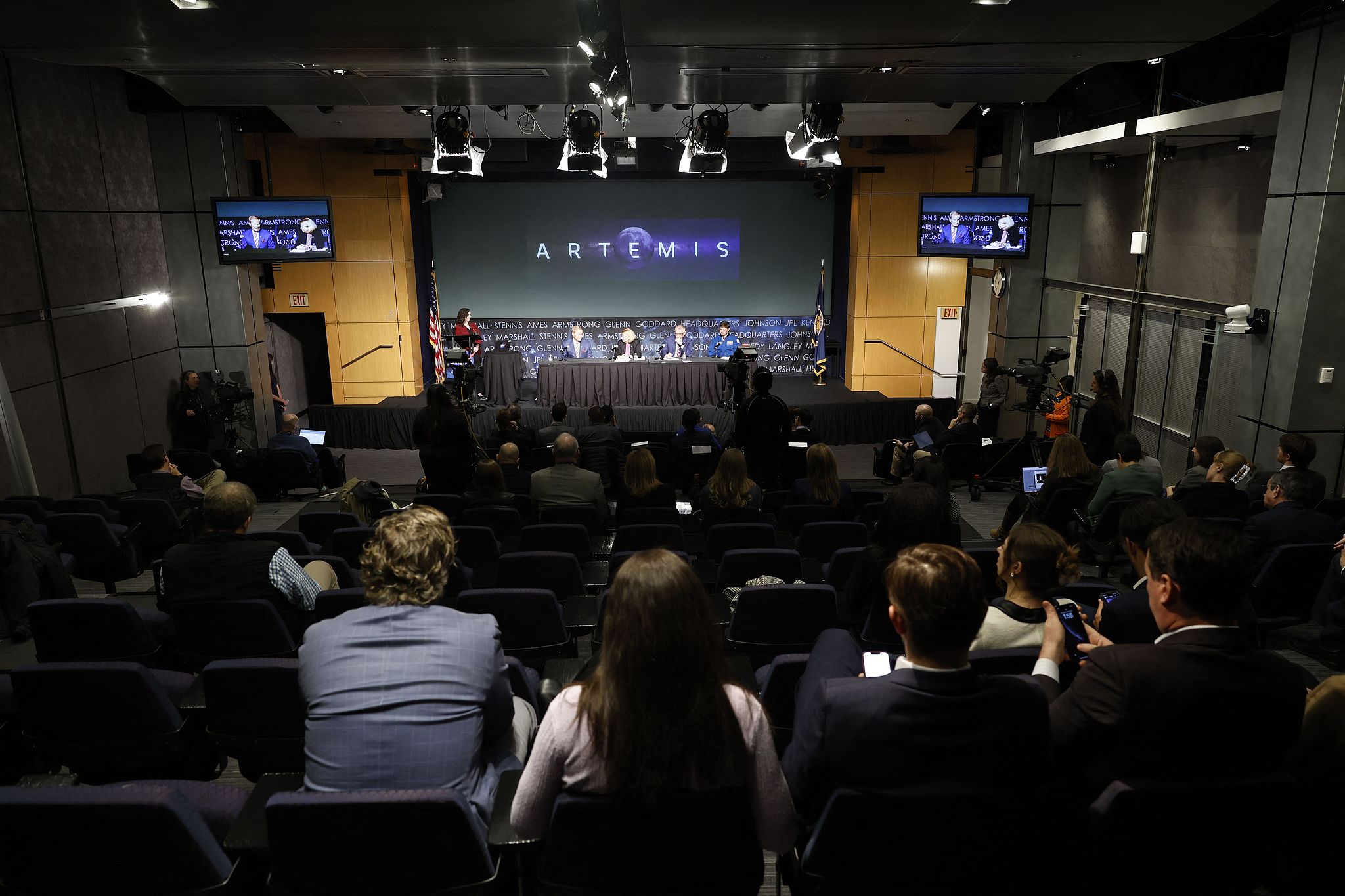 Members of the NASA top brass speak during a news conference about the agency's Artemis campaign at the James E. Webb Auditorium at NASA Headquarters in Washington, D.C., on December 5, 2024. /CFP