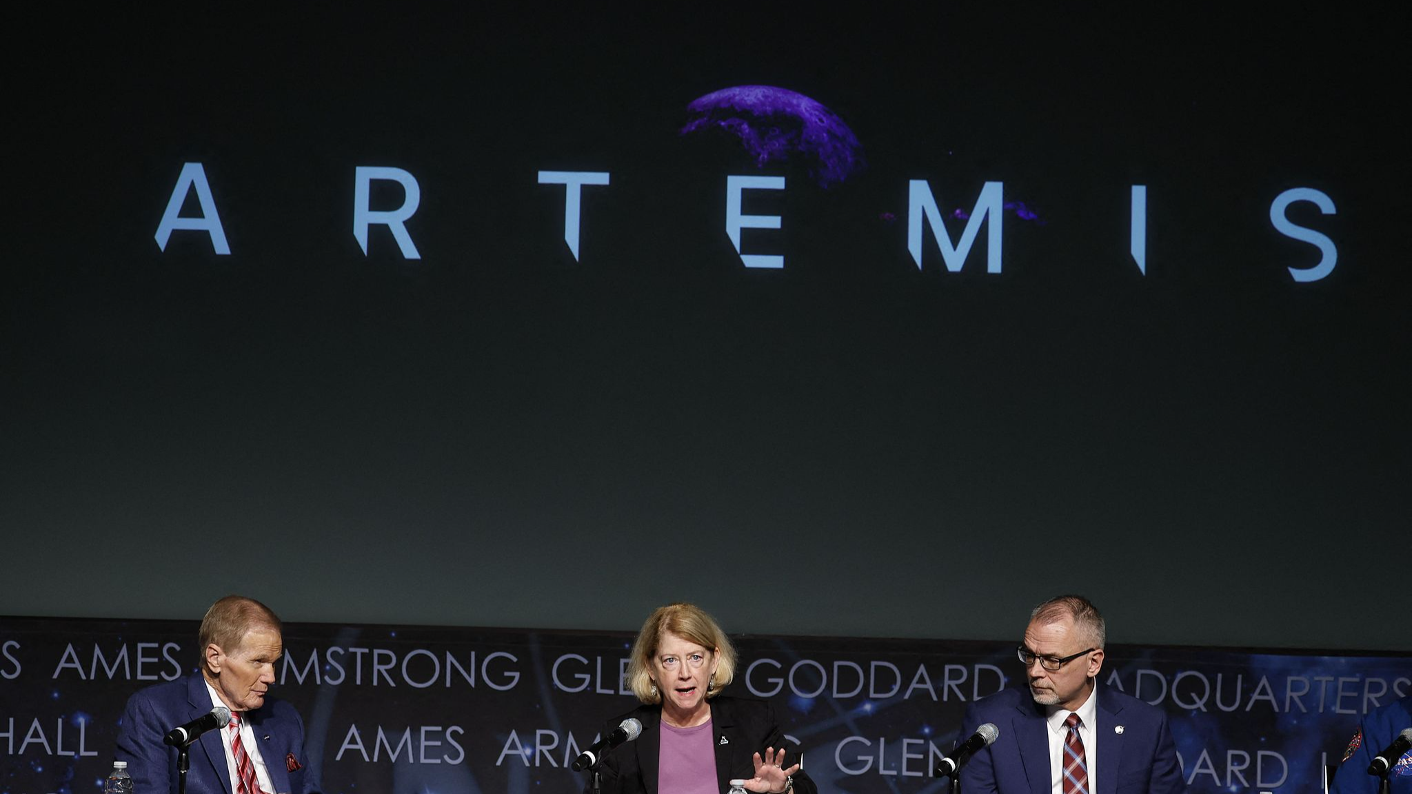 NASA Administrator Bill Nelson (L), NASA Deputy Administrator Pamela Melroy (C), and Jim Free, associate administrator for NASA National Aeronautics and Space Administration, speak during a news conference about the agency's Artemis campaign at the James E. Webb Auditorium at NASA Headquarters in Washington, D.C., on December 5, 2024. /CFP