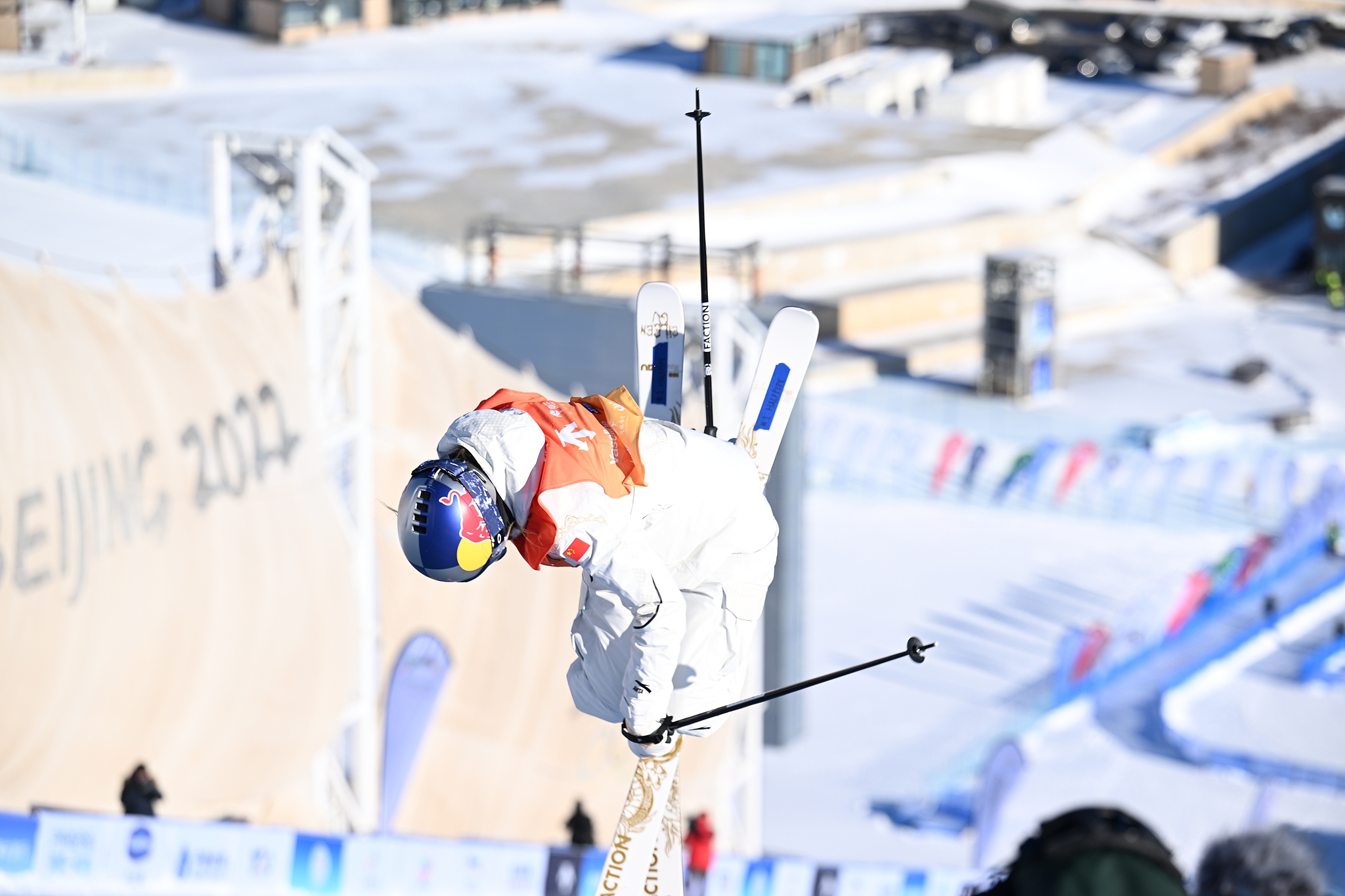 Gu Ailing of China competes in the women's final at the International Ski and Snowboard Federation (FIS) Freeski Halfpipe World Cup in Zhangjiakou, north China's Hebei Province, December 7, 2024. /CFP