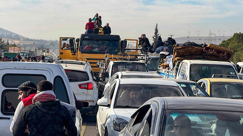 Traffic in al-Qutayfah on the outskirts of Damascus after rebels declared that they have taken the Syrian capital, December 8, 2024. /CFP