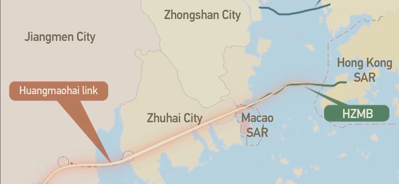 A map showing the HZMB and Huangmaohai Link. /CGTN