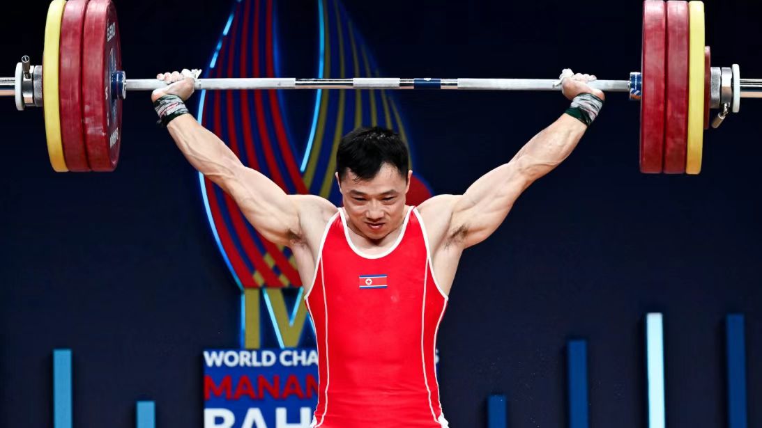 Ri Chong Song won the men's 81kg all three golds at IWF World Championships in Bahrain, December 10, 2024. /IWF