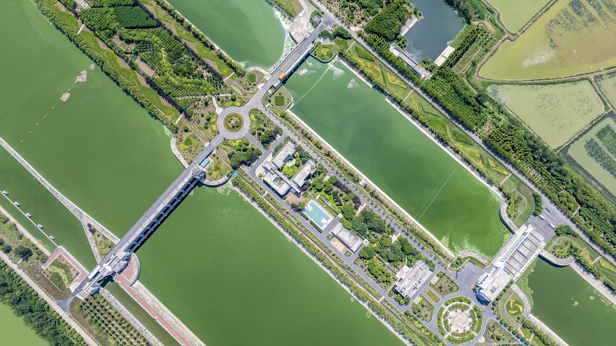 A pumping station of South-to-North Water Diversion Project in Sihong County, east China's Jiangsu Province, August 18, 2024. /CFP