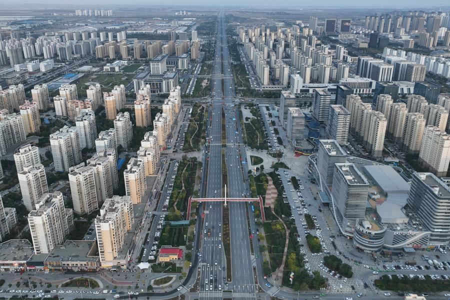 A city view of Lanzhou New Area in northwest China's Gansu Province, October 17, 2023. /Xinhua