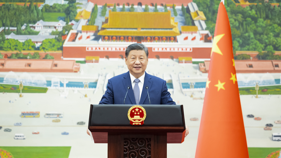 Chinese President Xi Jinping delivers a speech after receiving the credentials of new ambassadors to China, Beijing, capital of China, December 12, 2024. /Xinhua