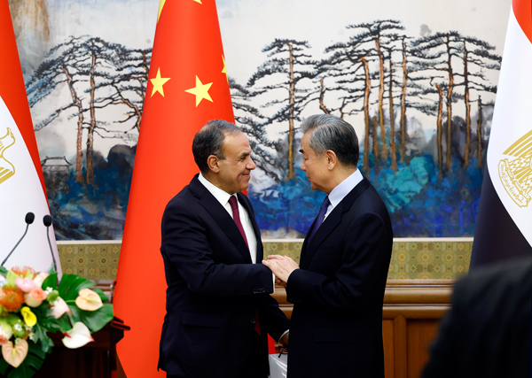 Chinese Foreign Minister Wang Yi (R) during a joint press conference with Egyptian Foreign Minister Badr Abdelatty in Beijing, China, December 13, 2024. /Chinese Foreign Ministry