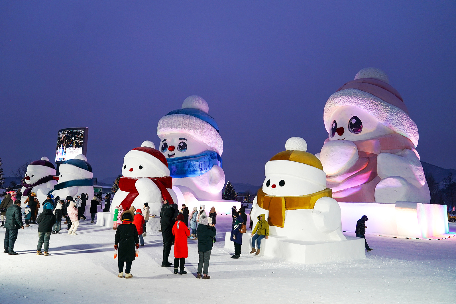 Giant snowmen attract visitors in Jinlin District, Yichun City, Heilongjiang Province on December 14, 2024. /CFP