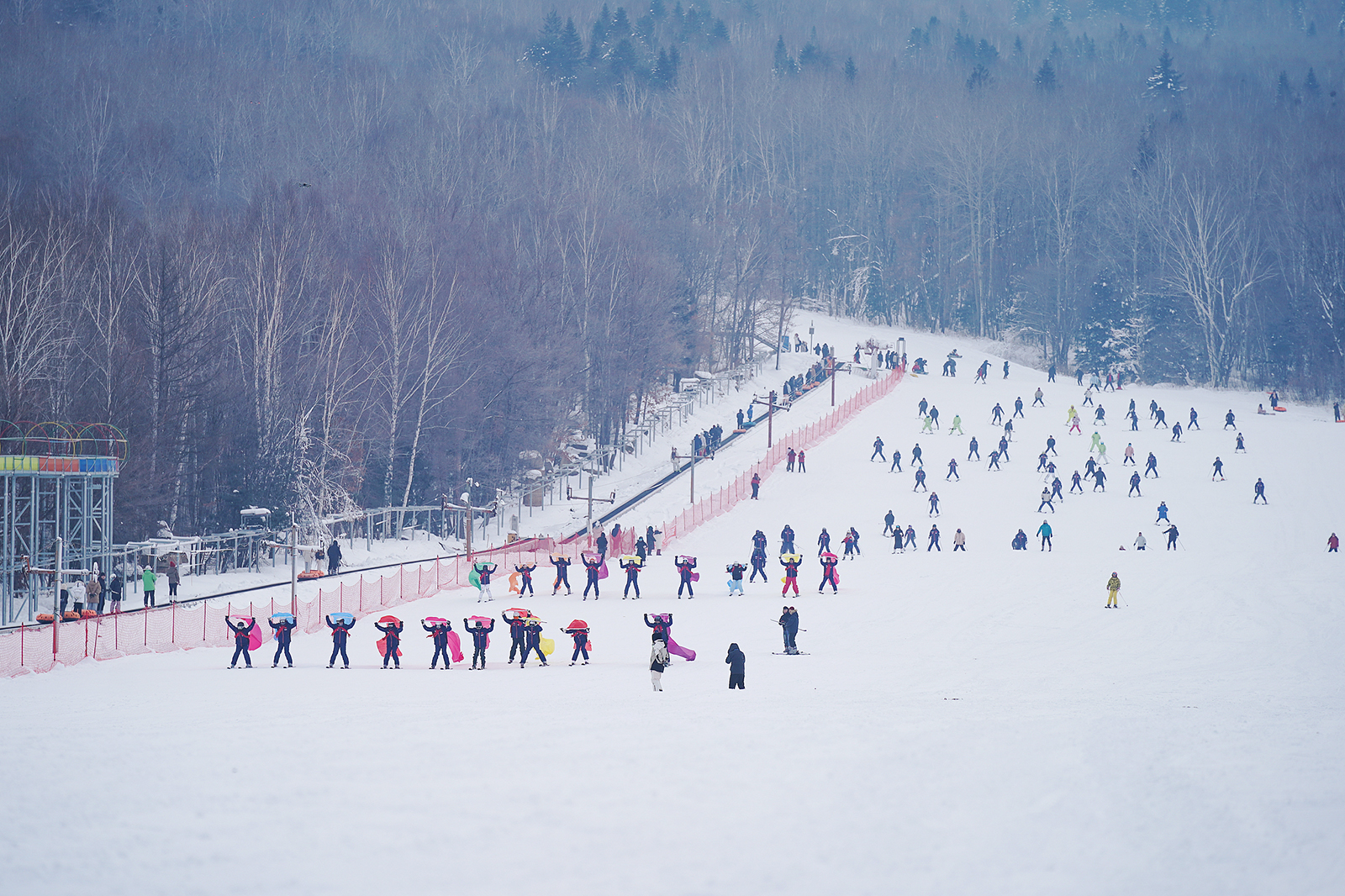 Visitors ski at Jiufeng Mountain Ski Resort in Jinlin District, Yichun City, Heilongjiang Province on December 14, 2024. /CFP