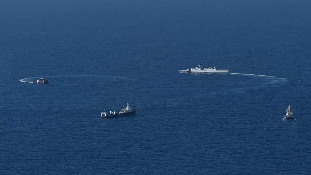 A file photo of Chinese and Philippine vessels in the waters of the South China Sea, February 15, 2024. /CFP