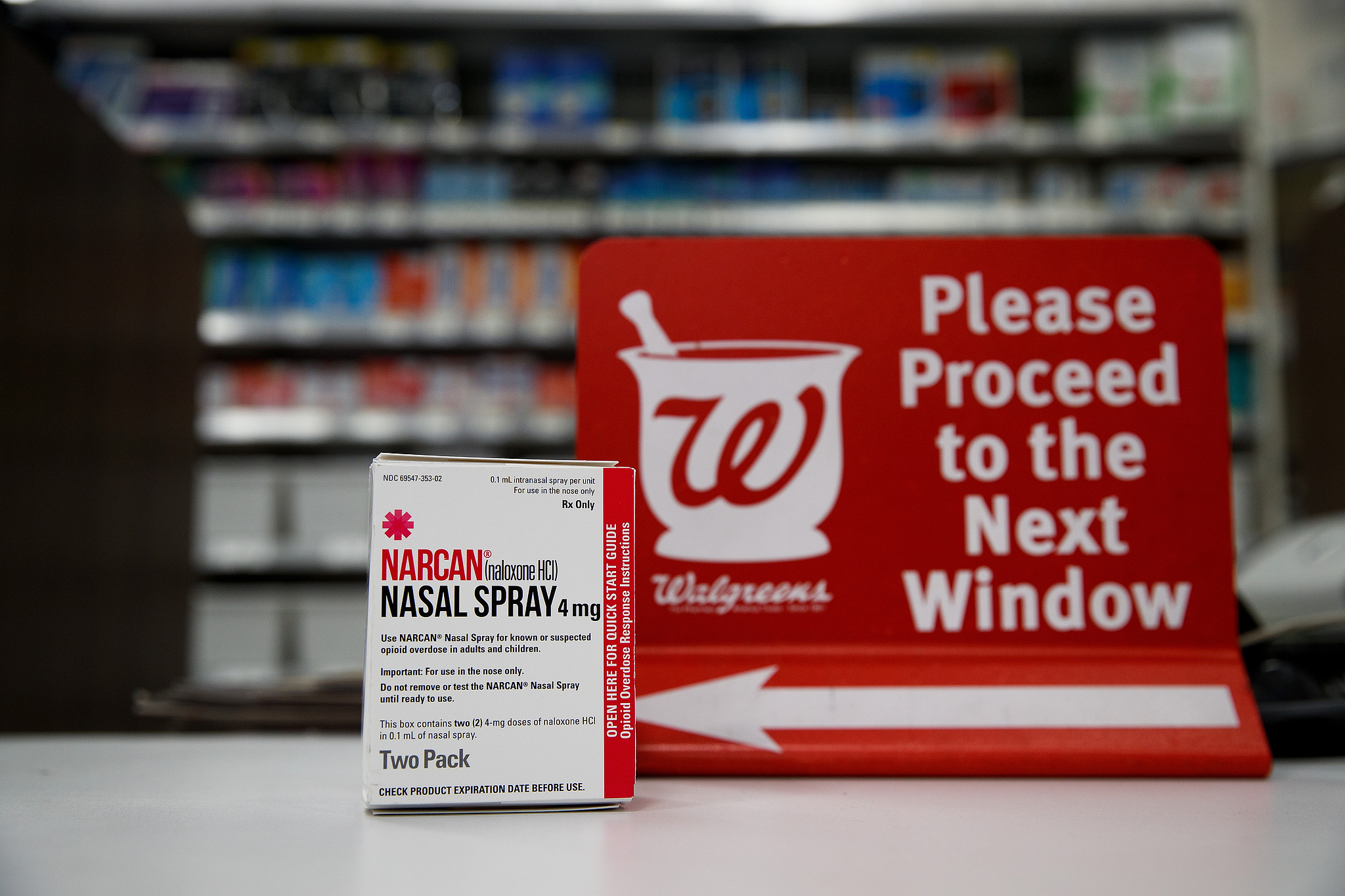 A package of Naloxone nasal spray sits on the counter at a Walgreens pharmacy in New York City, the United States. /CFP