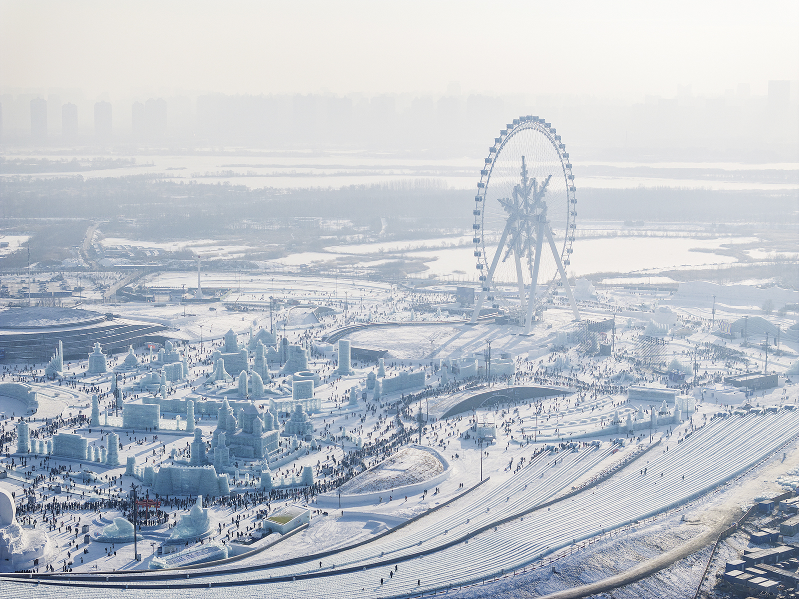 An aerial view of the Harbin Ice and Snow World in Harbin, Heilongjiang Province on December 21, 2024 /CFP