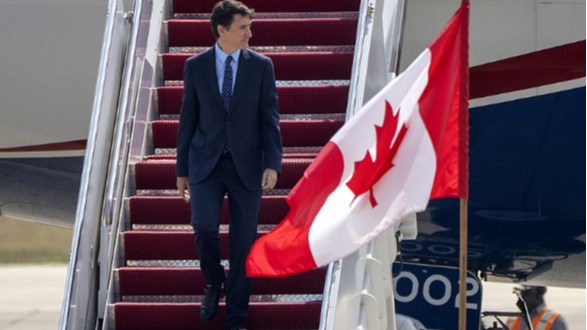 Canadian Prime Minister Justin Trudeau arrives at Andrews Air Force Base to attend the NATO summit in Washington, D.C., July 8, 2024. /CFP