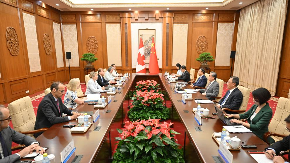 Chinese Foreign Minister Wang Yi, also a member of the Political Bureau of the Communist Party of China Central Committee, holds talks with Canadian Minister of Foreign Affairs Melanie Joly in Beijing, capital of China, July 19, 2024. /Xinhua