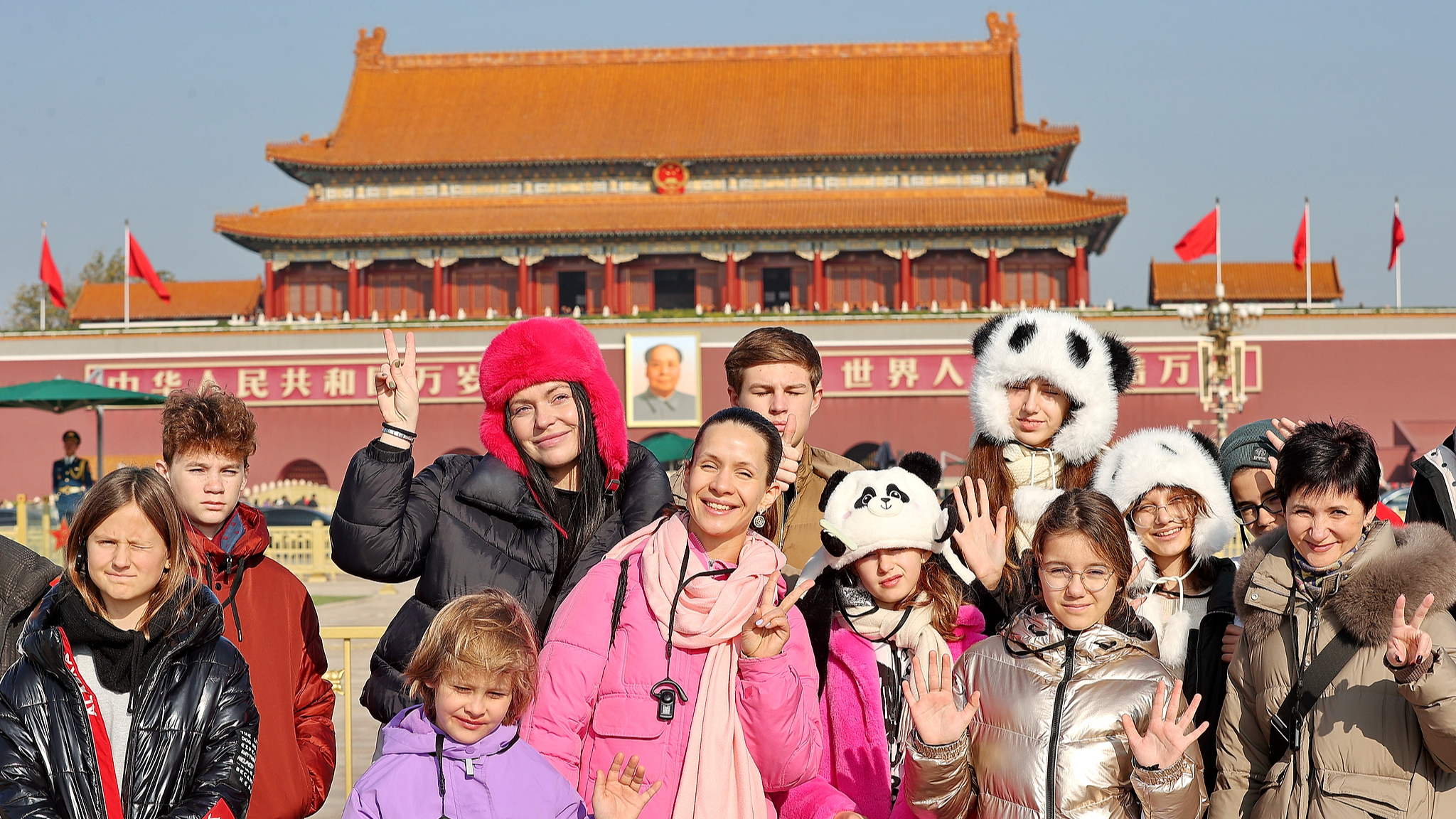 Foreign tourists visit Tiananmen Square in Beijing, China, November 20, 2024. /CFP