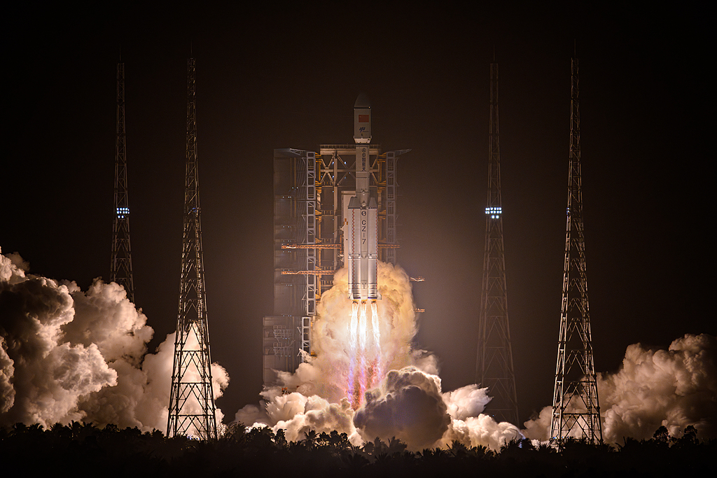 Tianzhou-7 cargo spacecraft blasted off from the Wenchang Spacecraft Launch Site in south China's island province of Hainan, January 17, 2024. /CFP