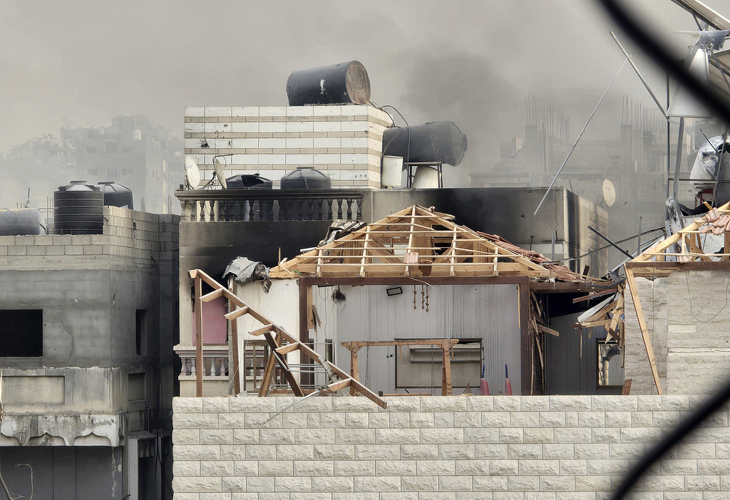 A view of damaged buildings after an Israeli airstrike at the Kamal Adwan Hospital in Beit Lahia, Gaza on December 26, 2024. /CFP