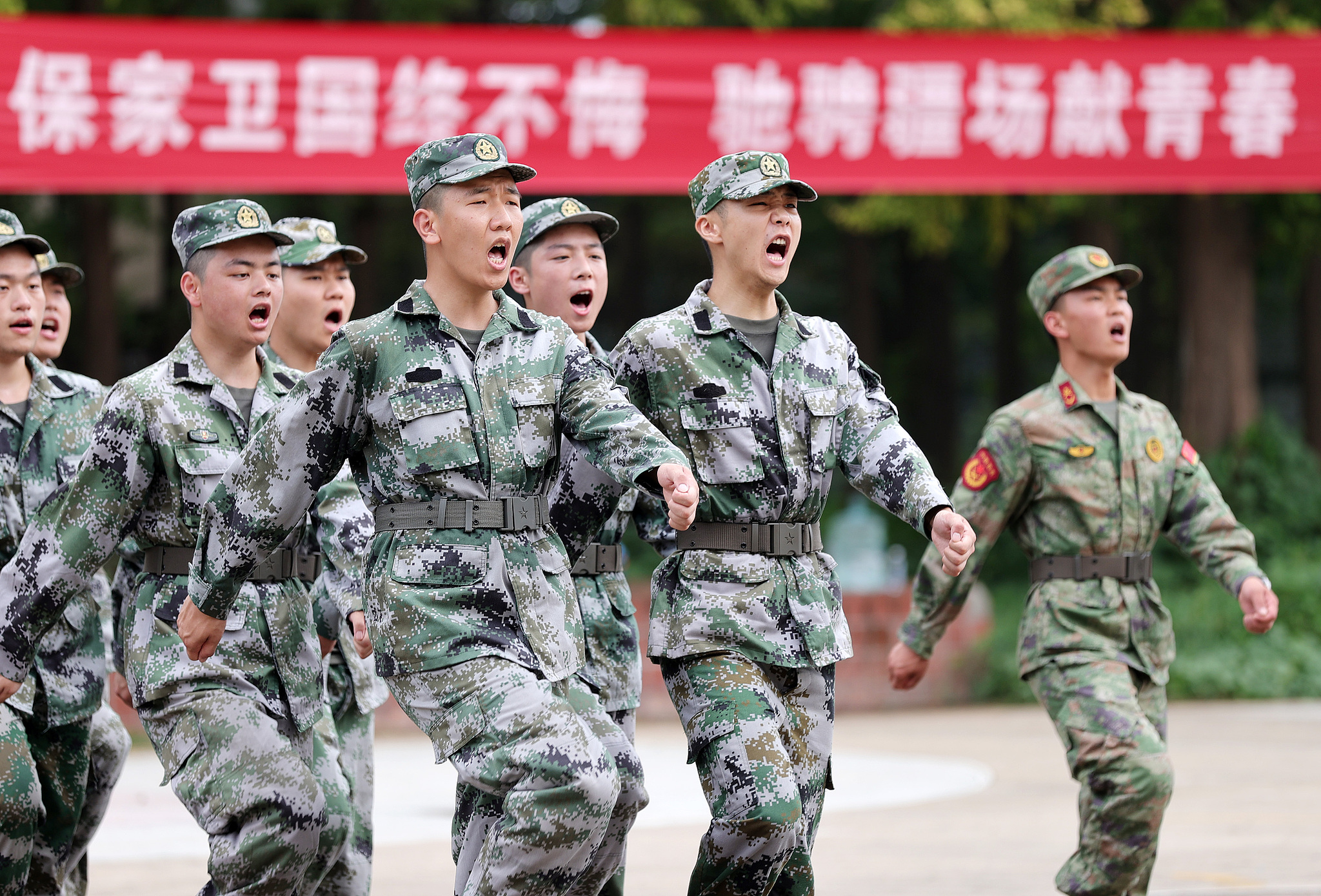 Soldiers undergo queue training in Huaibei City, east China's Anhui Province, September 14, 2024. /CFP