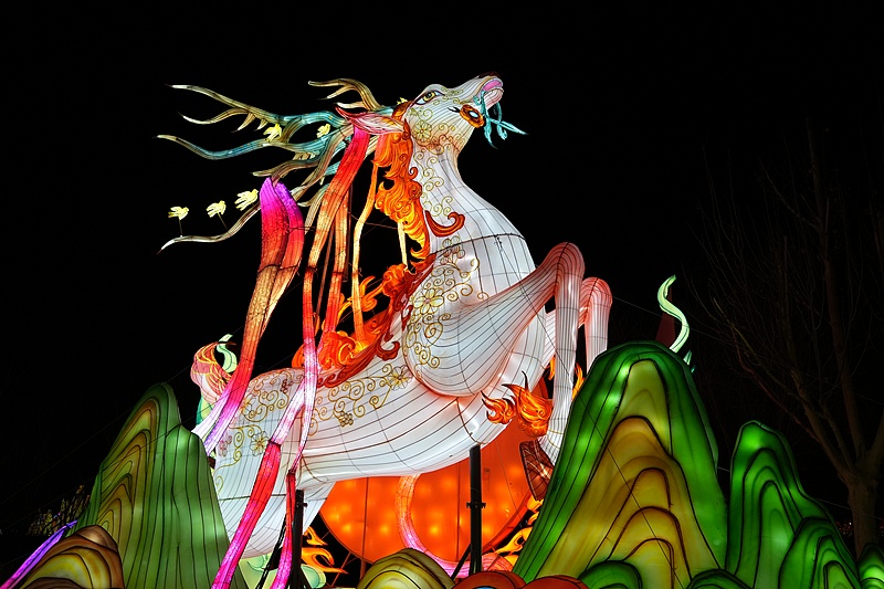 Various giant lanterns from Zigong City are seen on display at Wenyuhe Park in Beijing, December 28, 2024. /CFP