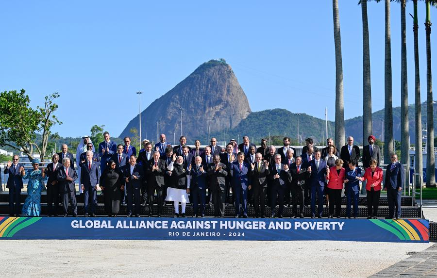 The 19th G20 Summit leaders show support for the Global Alliance Against Hunger and Poverty initiated by Brazil in Rio de Janeiro, Brazil, November 18, 2024. /Xinhua