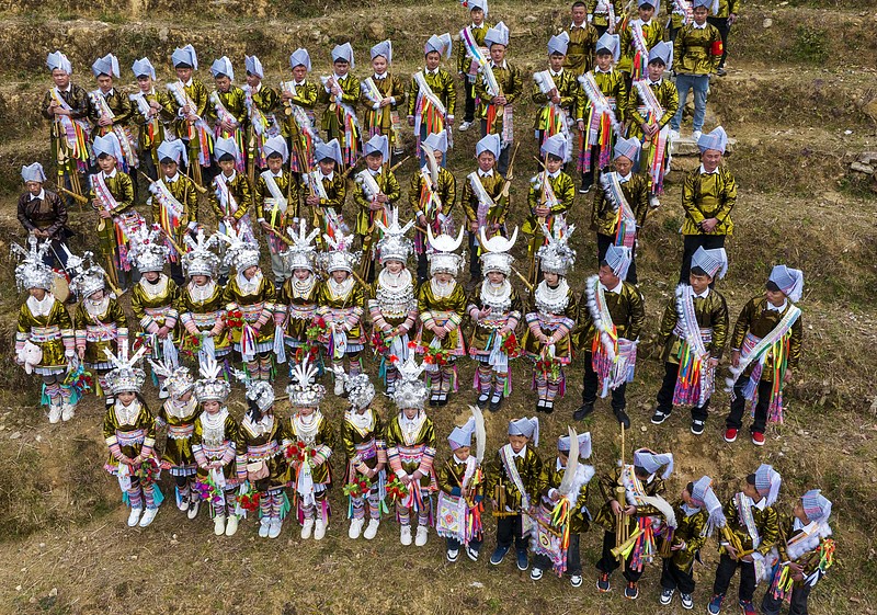 Miao people gather to celebrate the Lusheng Festival in Congjiang County, Guizhou Province, December 29, 2024. /CFP