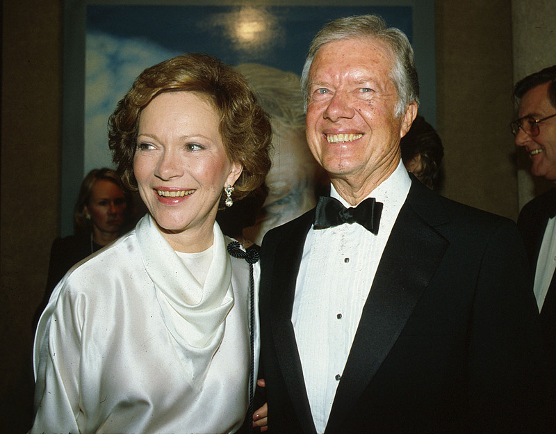 Former U.S. President Jimmy Carter and his wife Rosalynn at a Sotheby's Auction in New York City, October 4, 1983. /CFP