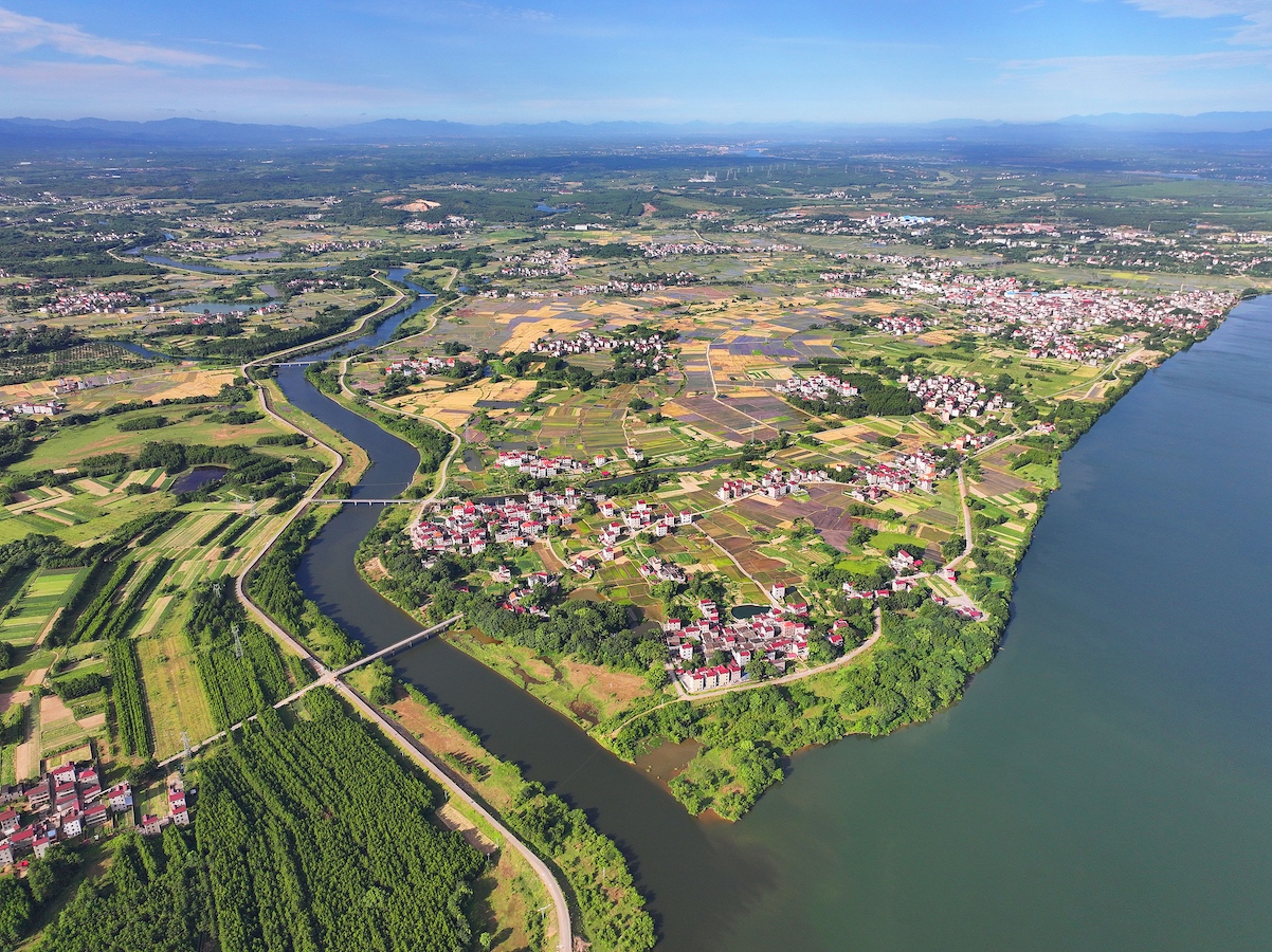 An aerial view of irrigated fields in Ji'an City, Jiangxi Province, east China, July 16, 2024. /CFP