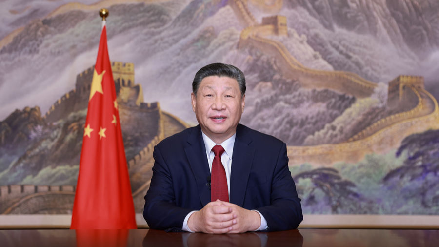 Chinese President Xi Jinping delivers his annual New Year address in Beijing, China. /Xinhua