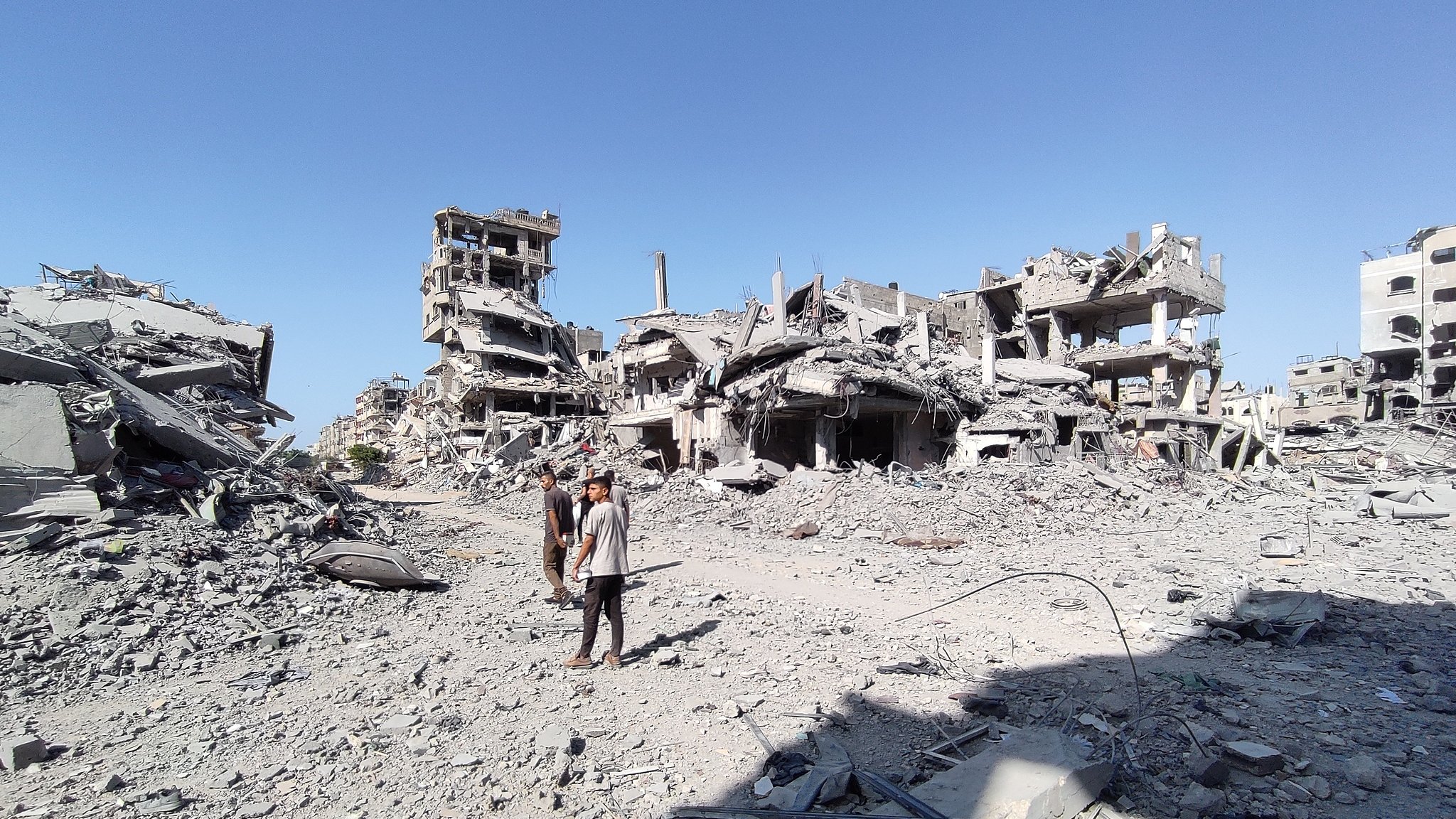 The rubbles of destroyed buildings following an Israeli air strike on the Kamal Adwan Hospital in north Gaza, December 29, 2024. /CFP