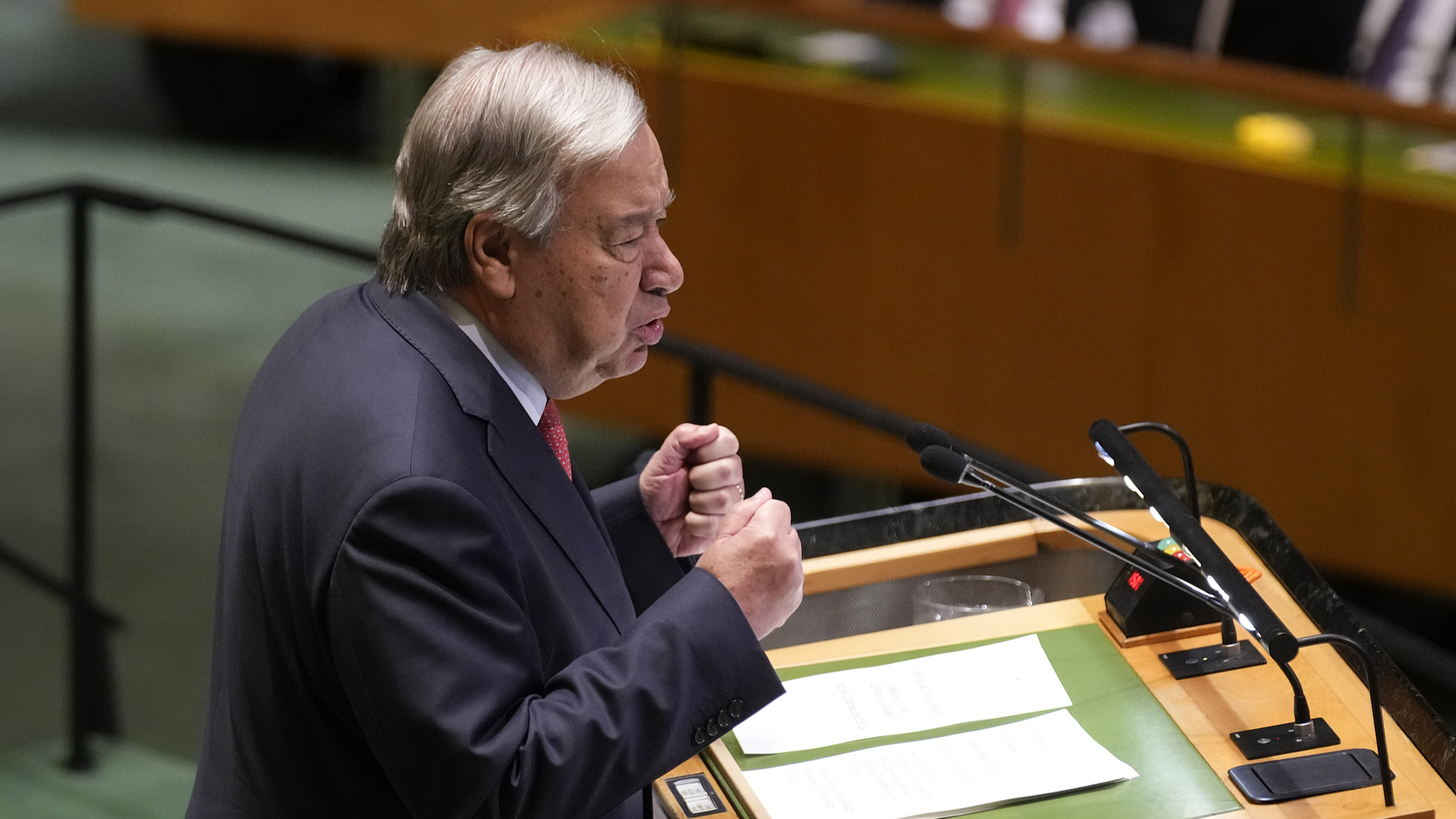 UN Secretary-General Antonio Guterres addresses the 79th session of the UN General Assembly at the UN headquarters in New York, U.S., September 24, 2024. /CFP