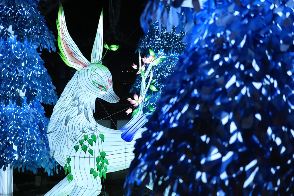 A lantern glows at the Yuyuan Garden Lantern Festival in Shanghai on January 1, 2025. /CFP