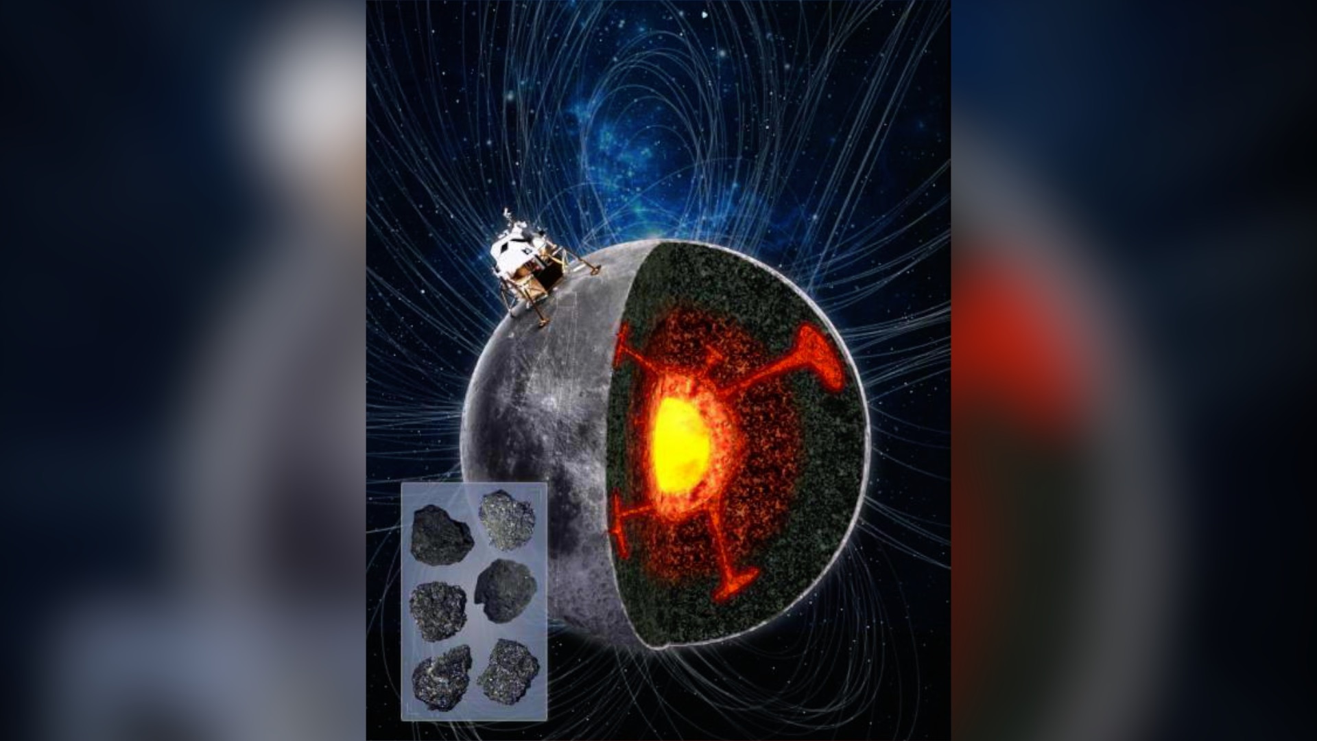 An illustration of lunar basalt samples returned by Chang